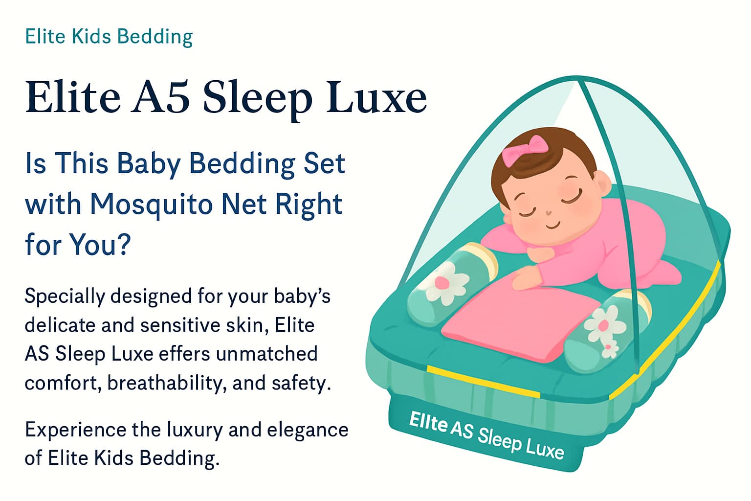 Soft baby bedding set with mosquito net in yellow floral Polo Royale design