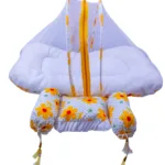 Soft baby bedding set with mosquito net in yellow floral Polo Royale design