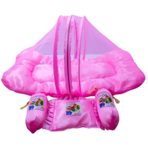 Ultara baby bedding set with mosquito net pink 3 pillow – Elite Kids Bedding